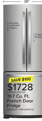 Leon's Whirlpool stainless steel french door refrigerator (20 cu. ft.)- wrf560sfhz offer