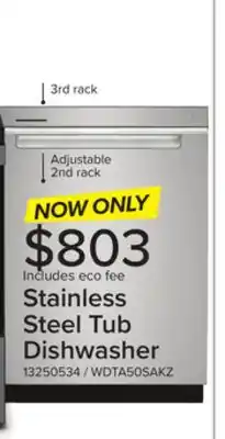 Leon's Whirlpool 24 fingerprint resistant stainless steel dishwasher with 3rd rack (47 dba) - wdta50sakz offer