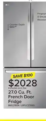 Leon's Lg stainless steel french door smart counter-depth max refrigerator (27 cu. ft.) - lrflc2706s offer