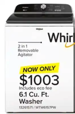 Leon's Whirlpool white top load washer (6.1 cu ft) - wtw6157pw offer