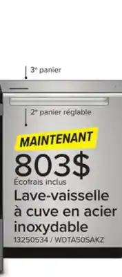 Leon's Lave-vaisselle 24 po avec 3e panier 47 dba acier inoxydable résistant aux traces de doigts wdta50sakz whirlpool offer