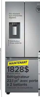 Leon's Réfrigérateur 22,1 pi³ avec porte à 2 battants et distributeur d'eau externe acier inoxydable rf22a4221sr/aa samsung offer