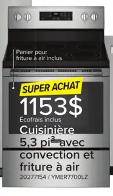 Leon's Cuisinière électrique 5,3 pi³ avec friture à air 30 po acier inoxydable résistant aux traces de doigts ymer7700lz maytag offer