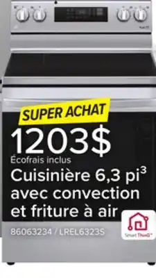 Leon's Cuisinière électrique 6,3 pi³ thinq avec friture à air et convection par ventilateur acier inoxydable lrel6323s lg offer