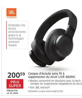 The Source Casque d'écoute sans fil à suppression du bruit live 660nc jbl offer