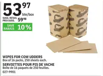 BMR Wipes for cow udders offer