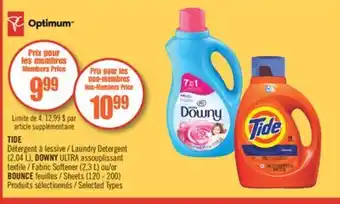 Pharmaprix Tide laundry detergent (2,04 l), downy ultra fabric softener (2,3 l) or bounce sheets (120 - 200) offer