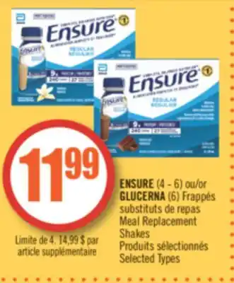 Pharmaprix Ensure (4 - 6) or glucerna (6) meal replacement shakes offer