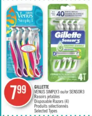 Pharmaprix Gillette venus simply3 or sensor3 disposable razors (4) offer