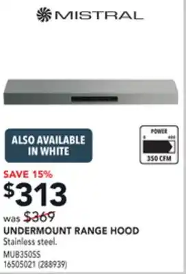 Mistral undermount range hood