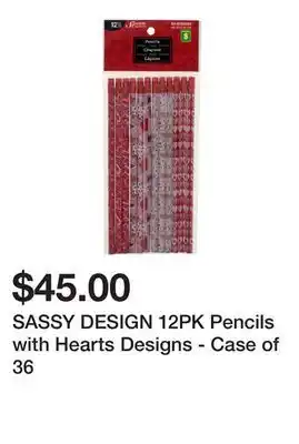 Dollarama Sassy design 12pk pencils with hearts designs - case of 36 offer