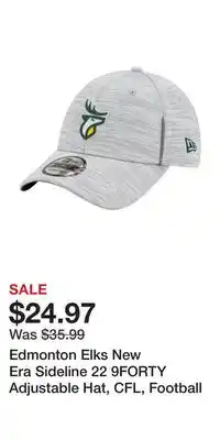 Sport Chek Edmonton elks new era sideline 22 9forty adjustable hat, cfl, football offer