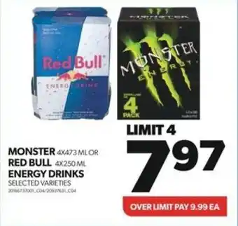 Real Canadian Superstore MONSTER 4X473ML OR RED BULL 4X250ML ENERGY DRINKS SELECTED VARIETIES offer