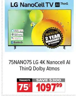 2001 Audio Video Lg 75 4k nanocell ai thinq dolby atmos offer