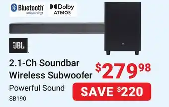 Visions Electronics Jbl 2.1-ch soundbar wireless subwoofer offer