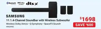 Visions Electronics Samsung 11.1.4-channel soundbar with wireless subwoofer offer