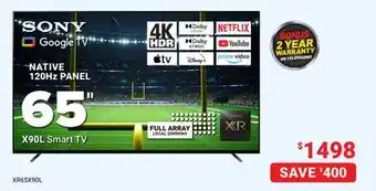 Visions Electronics Sony x90l smart tv 65 offer