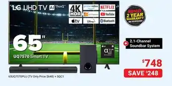 Visions Electronics Lg uq7570 smart tv 65 offer