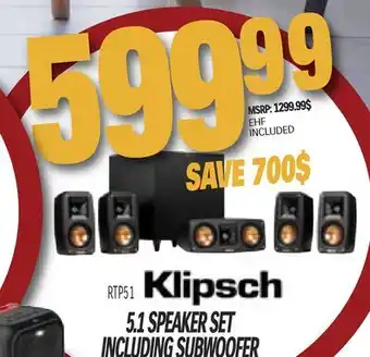 Centre Hi-Fi Klipsch 5.1 speaker set including subwoofer offer