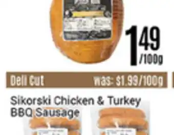 Nations Fresh Foods Sikorski chicken & turkey bbq sausage offer