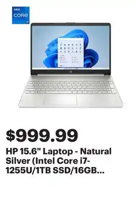 Best Buy Hp 15.6 laptop - natural silver (intel core i7-1255u/1tb ssd/16gb ram/windows 11 home) offer