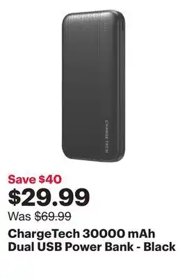 Best Buy Chargetech 30000 mah dual usb power bank - black offer