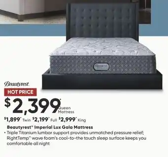 Sleep Country Beautyrest imperial lux gala mattress offer