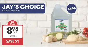 A1 Cash And Carry JAY'S CHOICE Pure White Vinegar - 5% offer