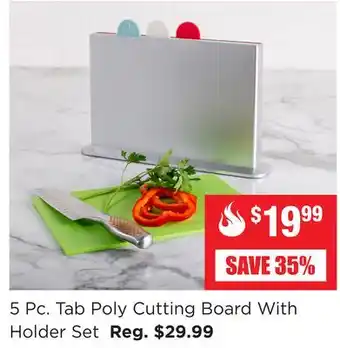Kitchen Stuff Plus 5 pc. tab poly cutting board with holder set offer