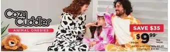 Showcase Cozy cuddler animal onesies offer