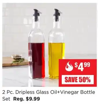 Kitchen Stuff Plus 2 pc. dripless glass oil + vinegar bottle set offer