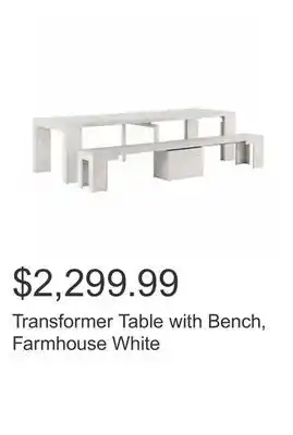 Costco Transformer table with bench, farmhouse white offer
