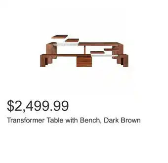 Costco Transformer table with bench, dark brown offer