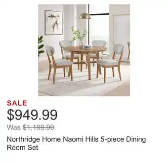 Costco Northridge home naomi hills 5-piece dining room set offer