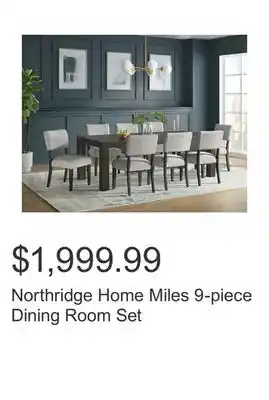 Costco Northridge home miles 9-piece dining room set offer