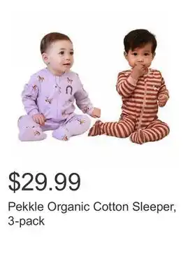 Costco Pekkle organic cotton sleeper, 3-pack offer