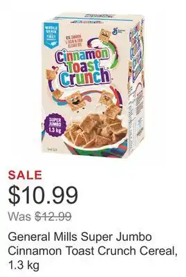 Costco General mills super jumbo cinnamon toast crunch cereal, 1.3 kg offer