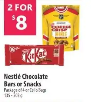 Co-op Nestlé Chocolate Bars or Snacks Package of 4 or Cello Bags 135-203g offer