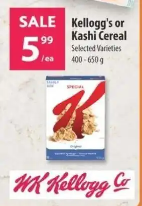 Co-op Kellogg's or Kashi Cereal Selected Varieties 400-650g offer