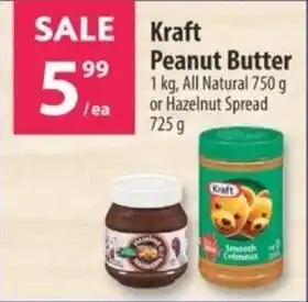 Co-op Kraft Peanut Butter 1kg, All Natural 750g or Hazelnut Spread 725g offer