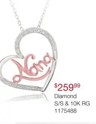 Charm Diamond Sterling silver 10k rose gold 0.05ctw diamond nana heart pendant offer