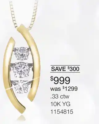 Charm Diamond 10k yellow gold 0.33ctw dancing diamond pendant offer