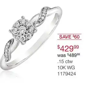 Charm Diamond 10k white gold 0.15ctw diamond promise ring offer
