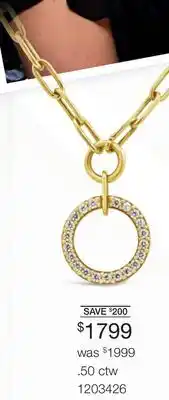 Charm Diamond Bella moda 10k yellow gold 0.50ctw diamond paperclip with circle necklace offer
