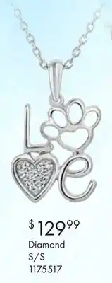 Charm Diamond Sterling silver 0.03ctw diamond love pendant offer