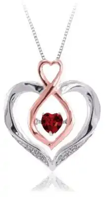 Charm Diamond Sterling silver created ruby & created white sapphire heart pendant offer