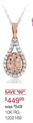 Charm Diamond 10k rose gold morganite and white sapphire 18 pendant offer
