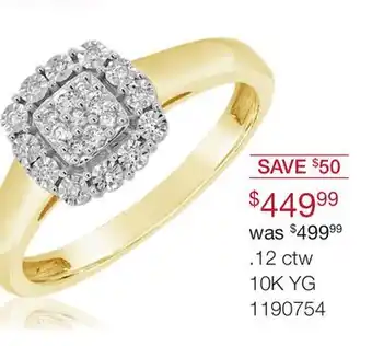 Charm Diamond 10k yellow gold 0.12ctw diamond halo promise ring offer