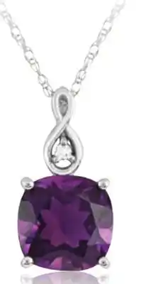 Charm Diamond 10k white gold amethyst and diamond infinity pendant offer