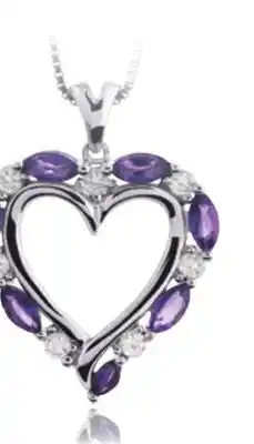 Charm Diamond Sterling silver amethyst & created white sapphire heart pendant offer